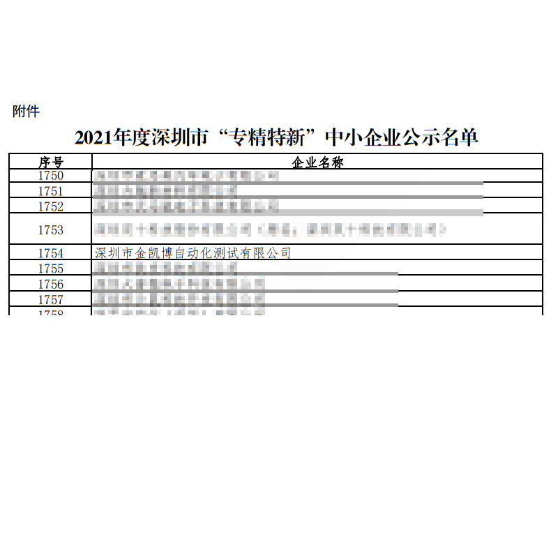 喜訊！金凱博自動化榮獲深圳市2021年度“專精特新”中小企業(yè)認定